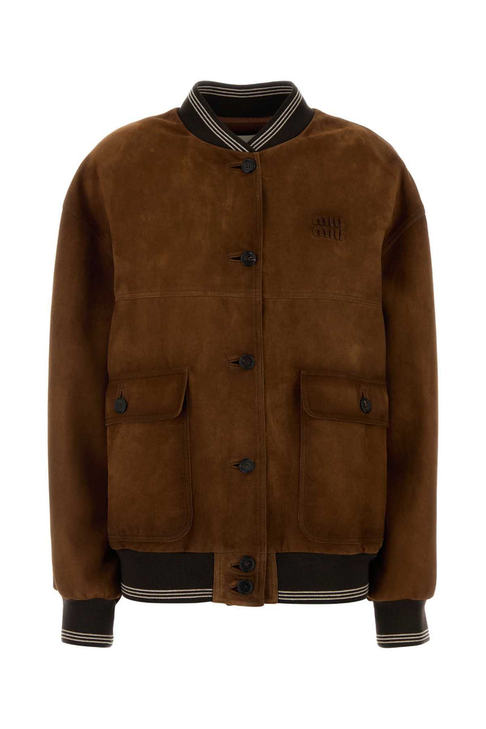 Miu Miu Brow Suede Bomber Jacket
