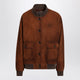 Miu Miu Waxed Suede Leather Jacket In Chestnut