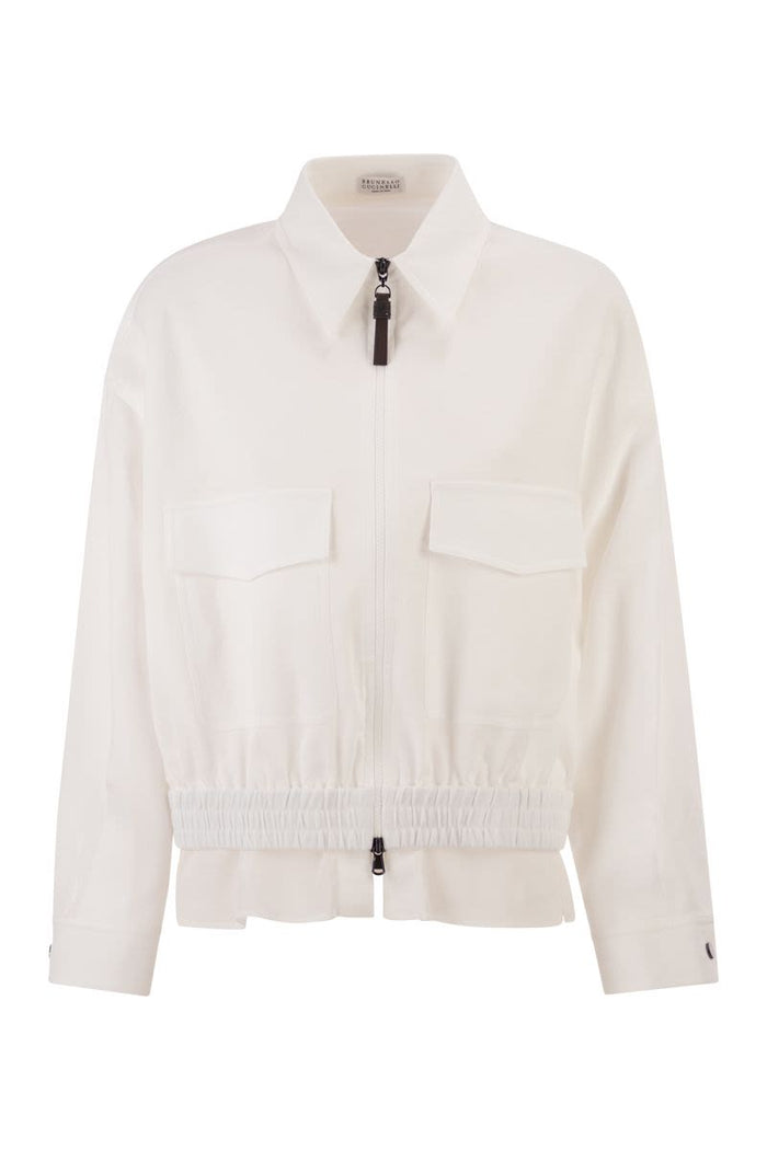 Brunello Cucinelli Cotton Canvas Outerwear With Shiny Zip Pull