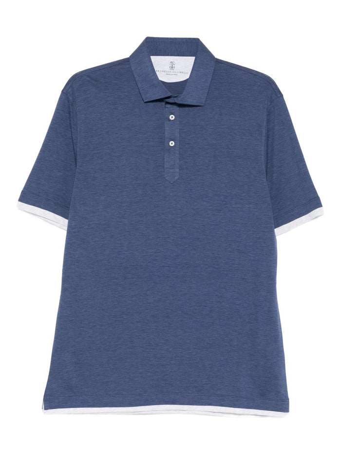 Brunello Cucinelli Blue Silk Polo