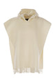 Brunello Cucinelli Double Knit Wool And Cashmere Poncho With Hood And Fringes