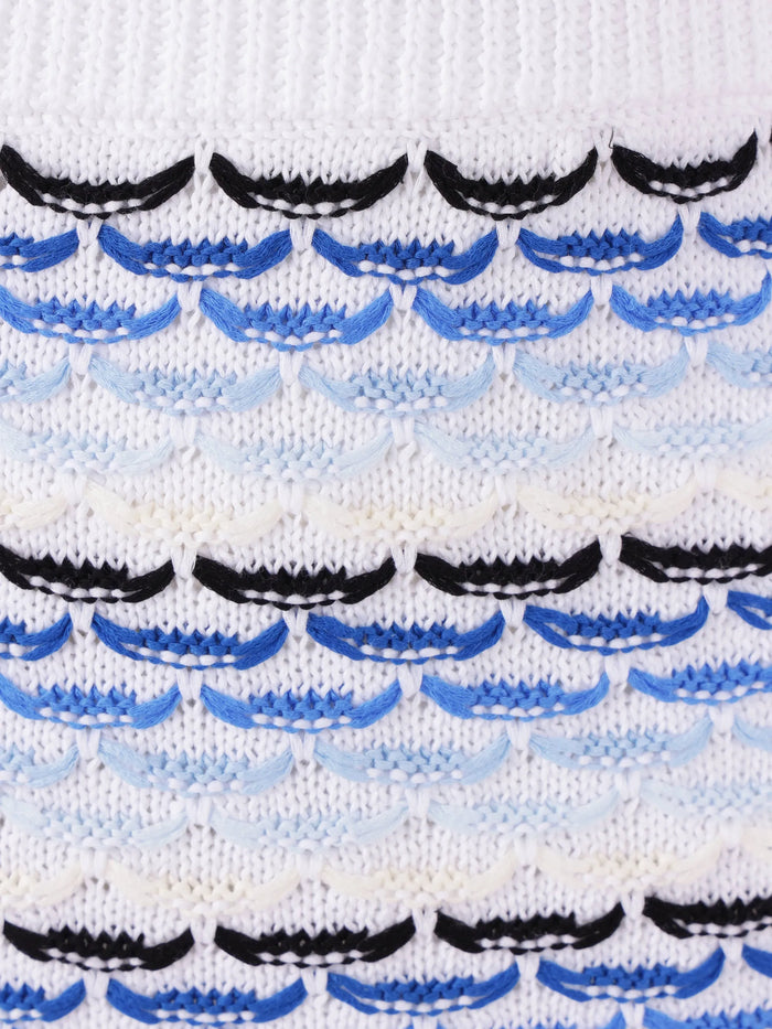 Casablanca Blue Cotton Viscose Tuck Stitch