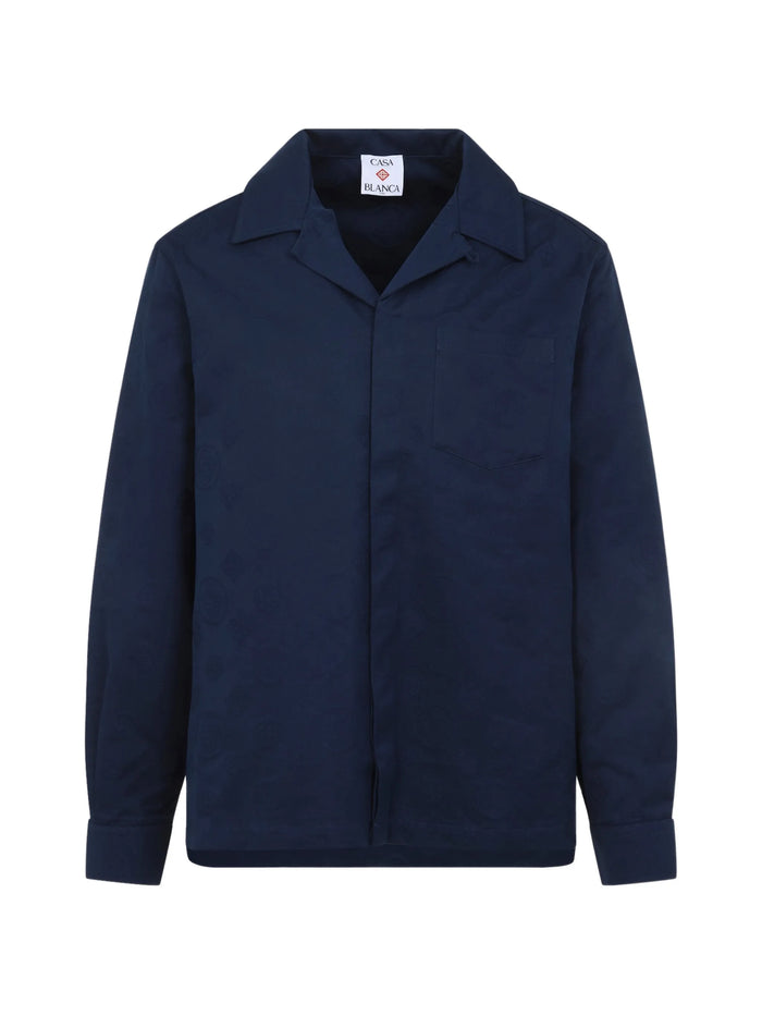 Casablanca Blue Monogram Cotton Ls Shirt
