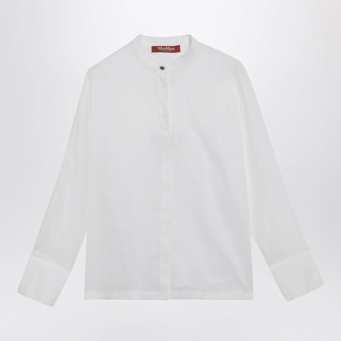 Max Mara Studio Baldili Ramie Canvas Shirt In White
