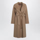 Max Mara Studio Camel Belted Coat In Wool Blend