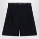 Max Mara Studio Blue Pinstripe Wool Bermuda Shorts