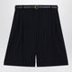 Max Mara Studio Blue Pinstripe Wool Bermuda Shorts