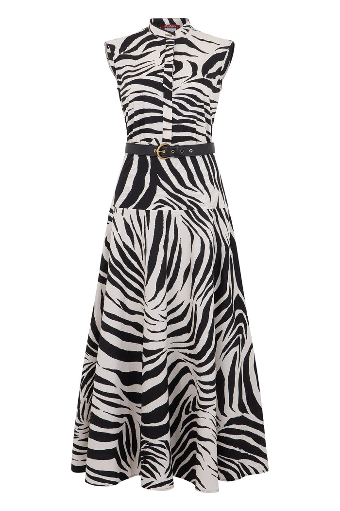 Max Mara Studio Midi Dress In Animal Print Cotton
