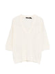 Seventy Cream Sequin Embellishment V-Neck Sweater