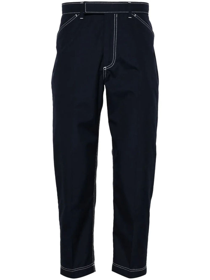 Thom Browne White Navy Blue Prestitched Pants