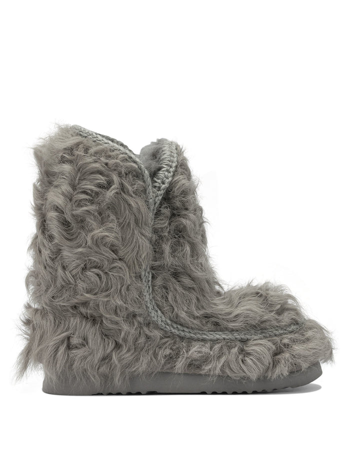 Mou Grey Sheepskin Ankle Boots