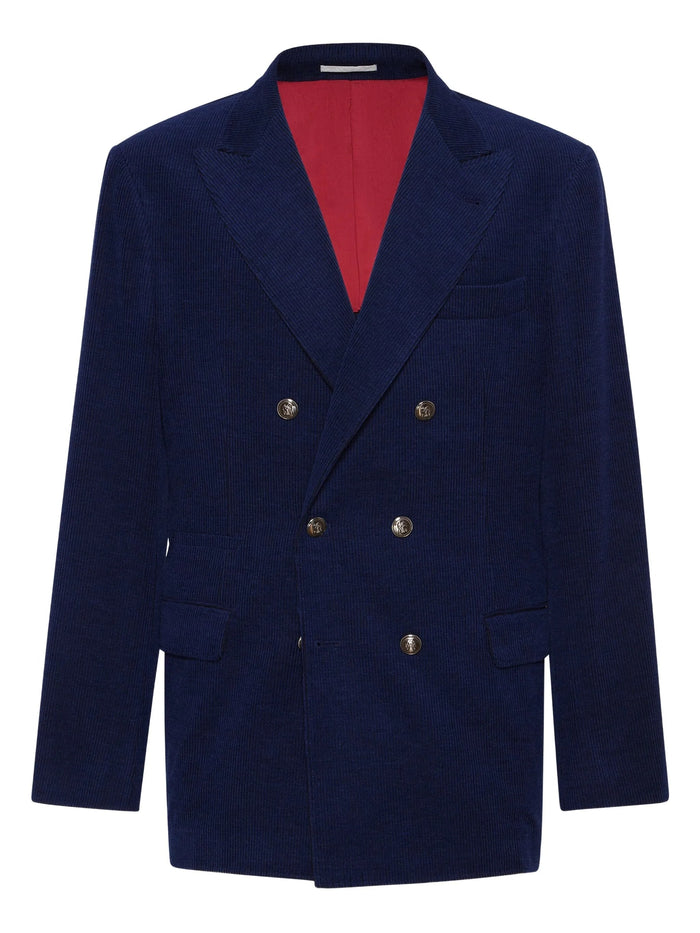 Brunello Cucinelli Blue Wool Silk Cashmere Jacket
