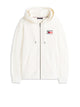 Tommy Hilfiger Ivory Hoodie With Logo, Front Zip Closure