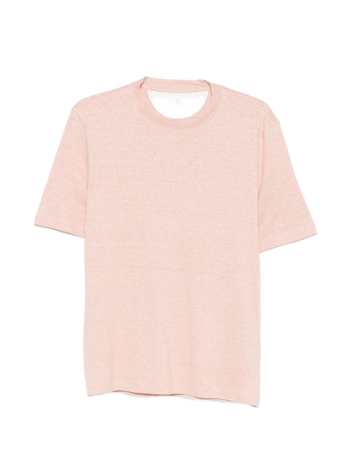 Brunello Cucinelli Salmon Linen Blend T-Shirt