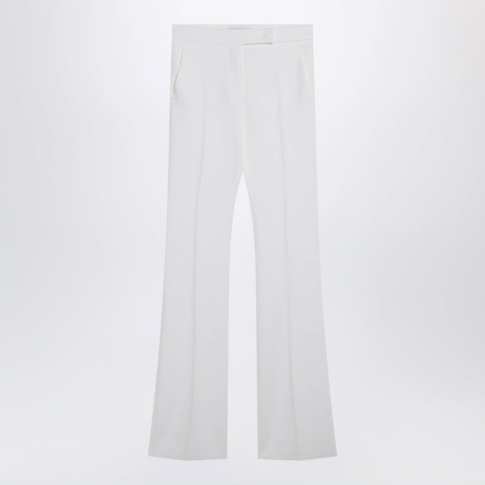 Max Mara Optical White Slim Trousers In Crêpe Canvas