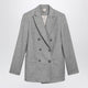 Max Mara Double-Breasted Blazer In Grey Silk And Cashmere