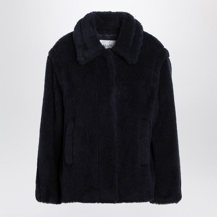 Max Mara Navy Fauxfur Coat