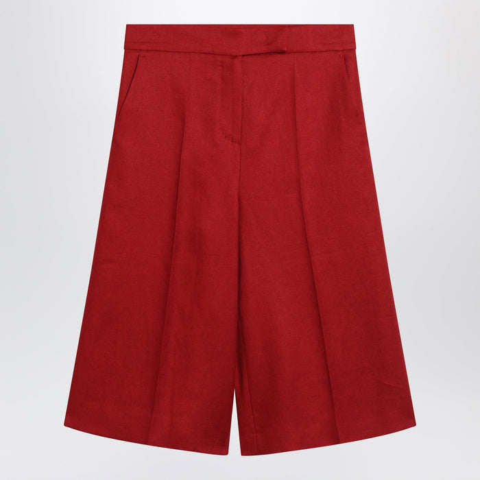 Max Mara Red Linen Bermuda Shorts