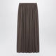 Max Mara Long Pleated Skirt In Dark Khaki Lightweight Jersey