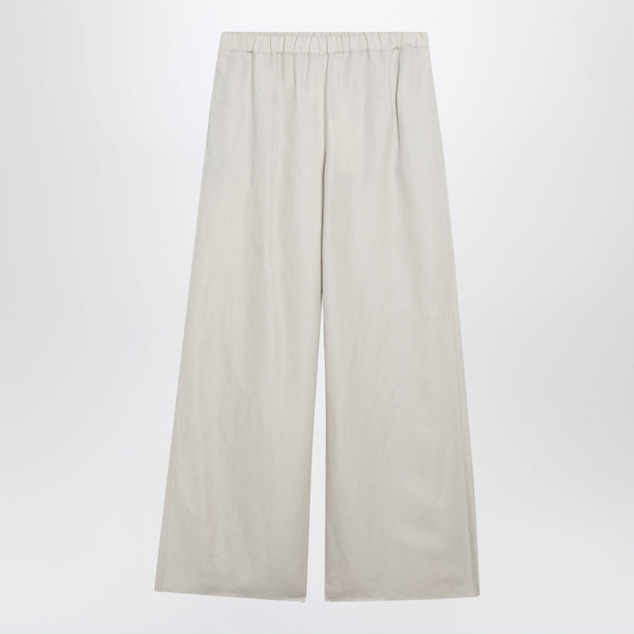 Max Mara Wideleg Linen And Silk Twill Trousers In Beige