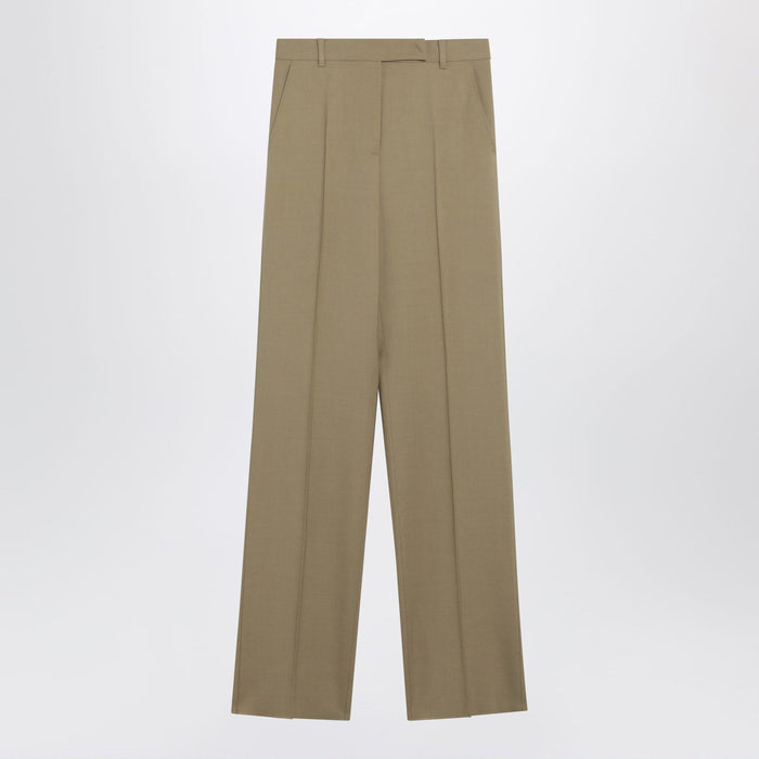 Max Mara Wide-Leg Trousers In Camel Wool And Silk Poplin