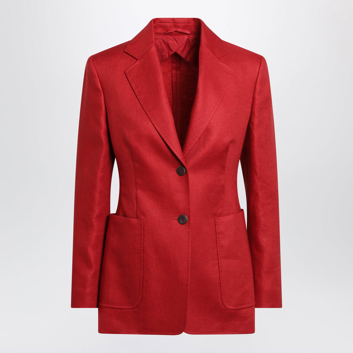 Max Mara Semifitted Singlebreasted Blazer In Red Linen