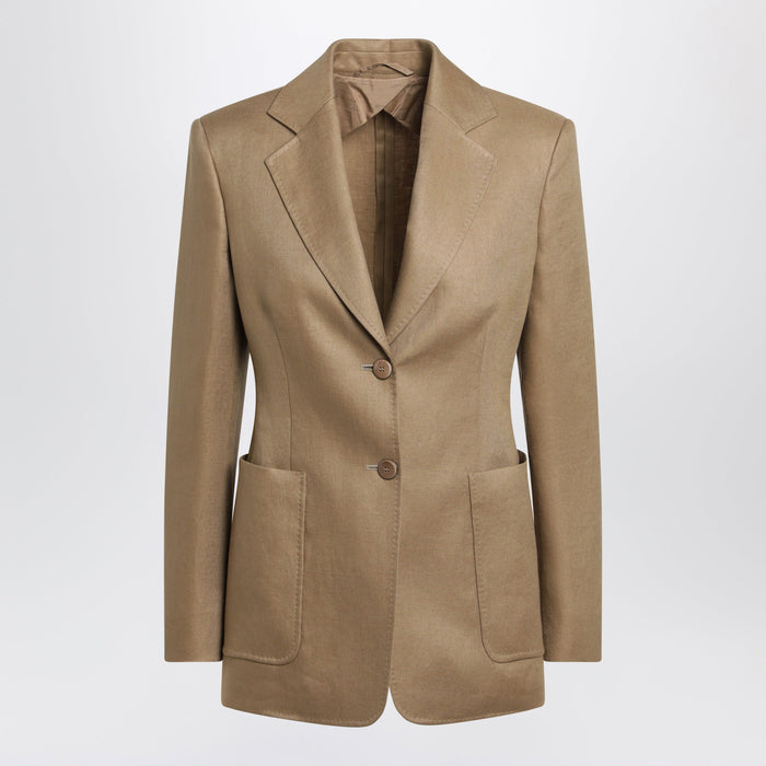 Max Mara Semifitted Singlebreasted Blazer In Beige Linen