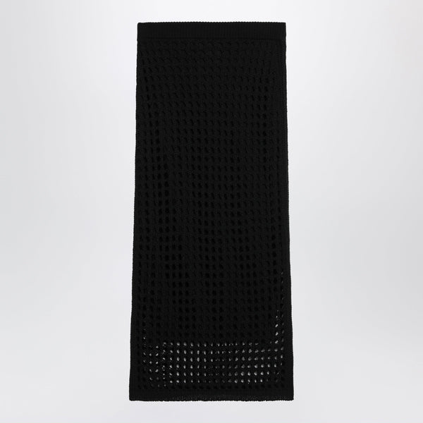 Max Mara Long Sheer Net Cotton Skirt In Black