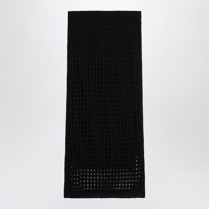 Max Mara Long Sheer Net Cotton Skirt In Black
