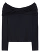 Max Mara Wool Off-The-Shoulder Draped Top