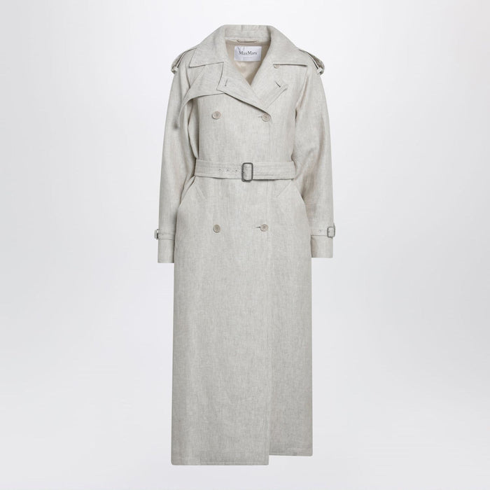 Max Mara Sandcoloured Doublebreasted Duster Coat In Linen Drill