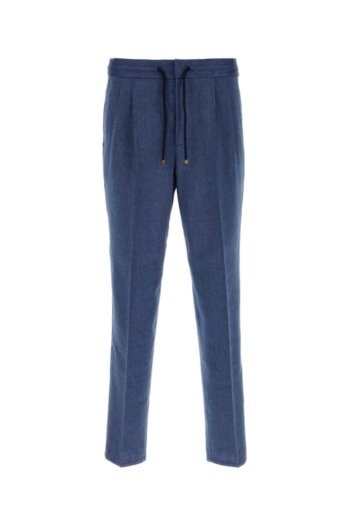 Brunello Cucinelli Blue Linen Blend Pant