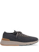 Brunello Cucinelli Grey Brunello Cucinelli Mens Stretch-Knit Sock Sneakers Featuring Leather Trim And A Chunky Rubber Sole