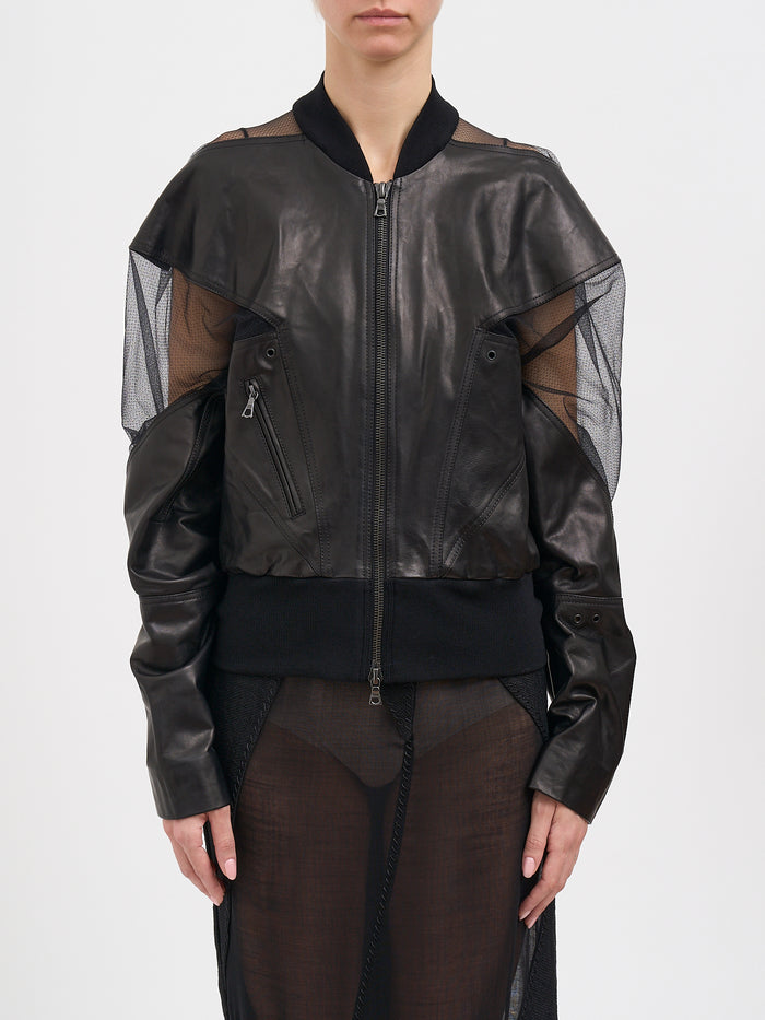 Yehuafan Leather Bomber With Inserts