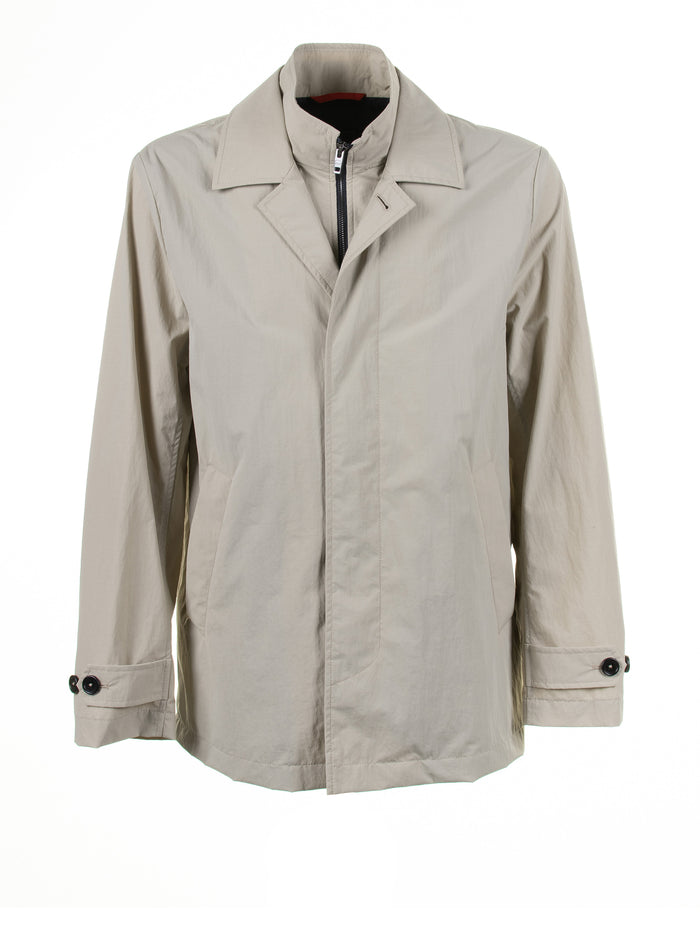 Fay Beige Jacket With Zip And Collar
