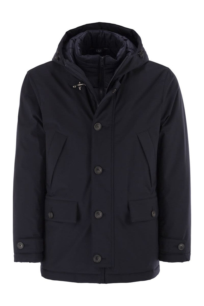 Fay Short Parka In Technical Gabardine