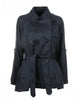 Fay Navy Blue Double-Breasted Trench Jacket With Belt