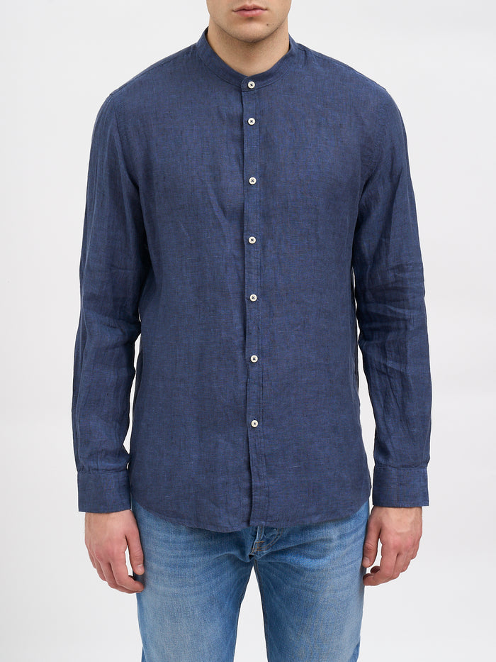 Daniele Alessandrini Linen Korean Collar Shirt