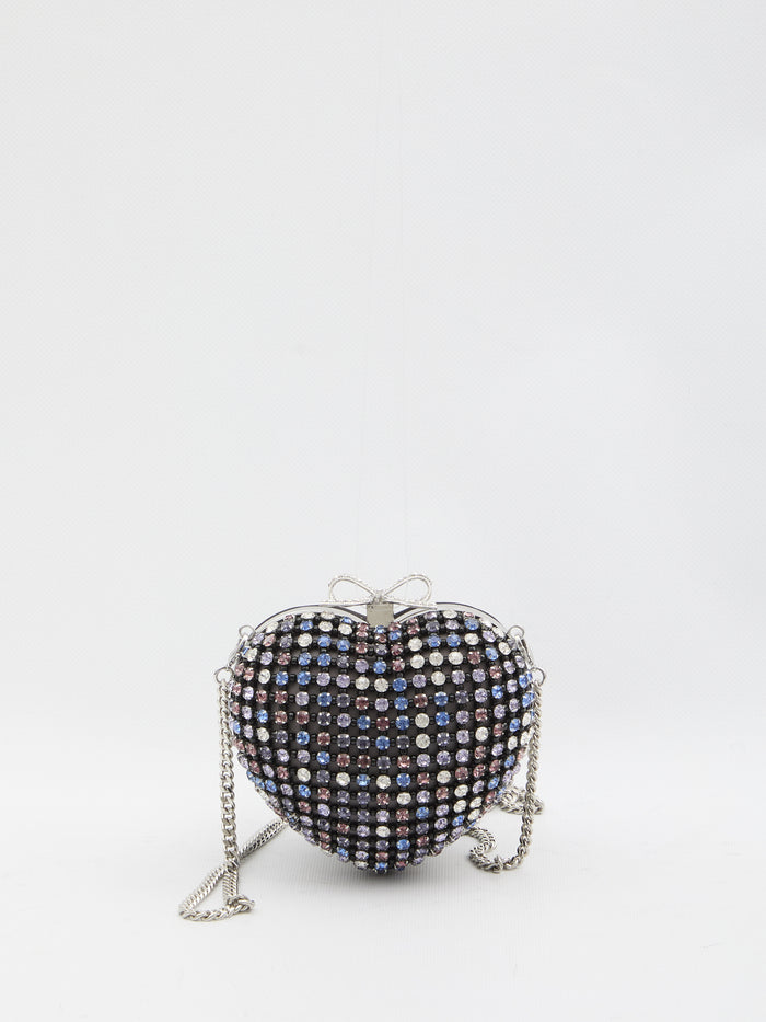 Self Portrait Multi Crystal Heart Clutch Bag
