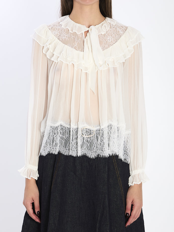 Self Portrait Georgette Lace Blouse