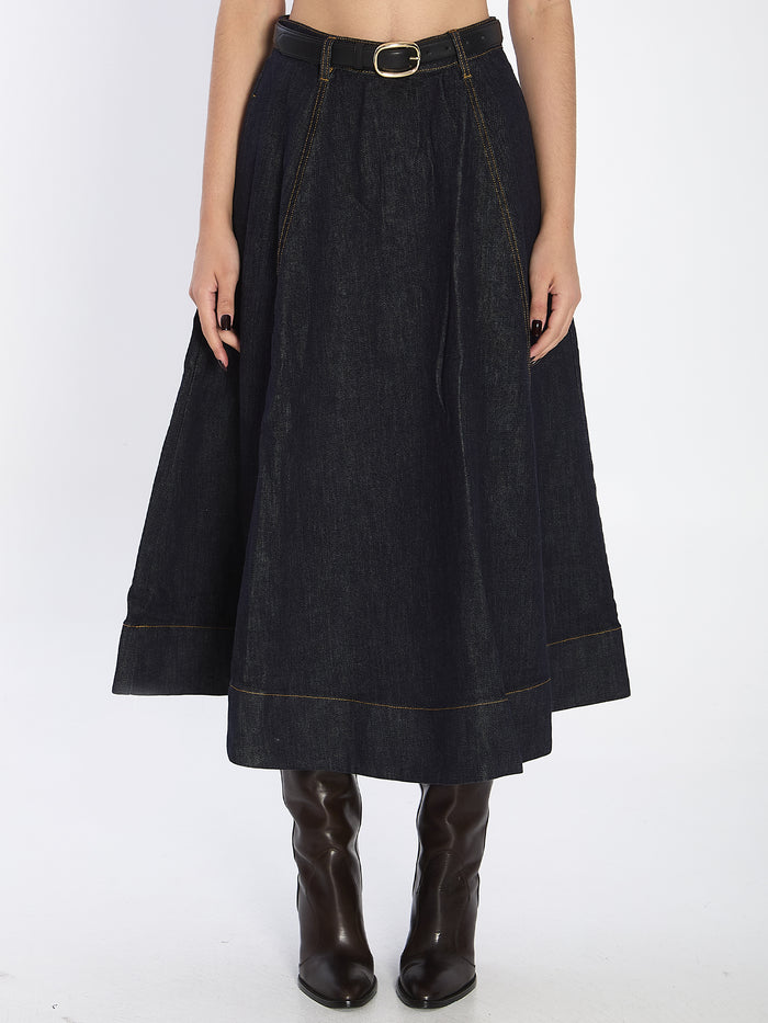 Self Portrait Flared Midi Skirt