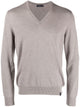 Fay Grey V-Neck Fine-Knit Sweatshirt
