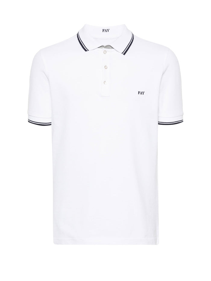 Fay White Polo Shirt With Logo