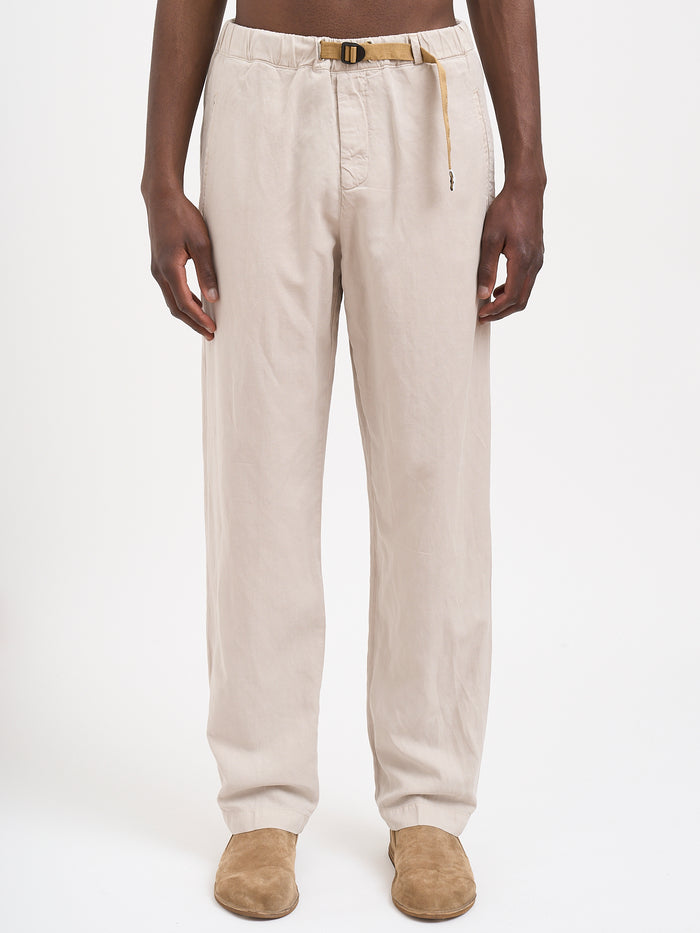 White Sand Lyocell And Linen Pants