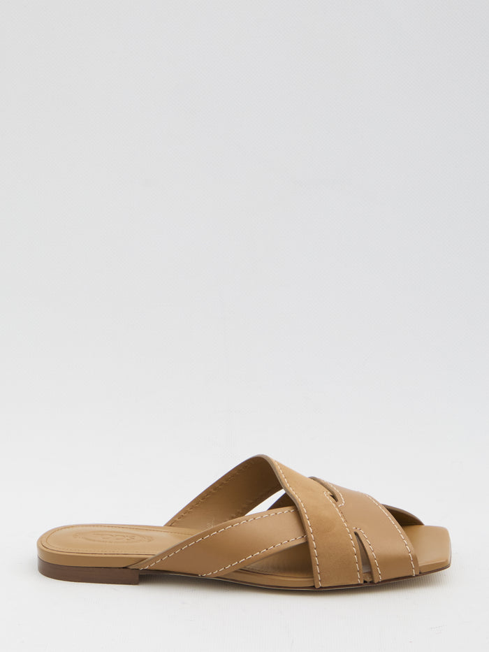 Tod's Smooth And Suede Leather Slides