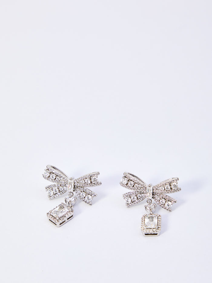 Self Portrait Bow Crystal Drop Earrings
