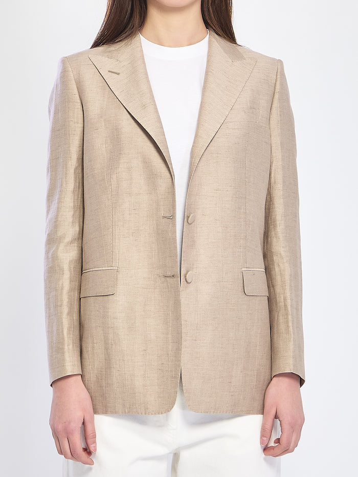 Tagliatore Single-Breasted Linen Blend Jacket