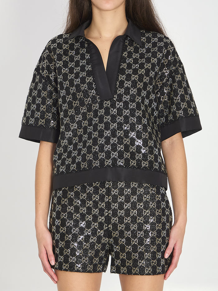 Gucci Embroidered Lamé Wool Tweed Shorts