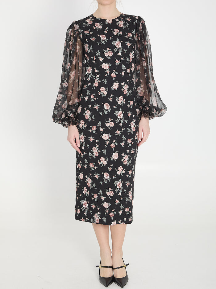 Dolce&Gabbana Vintage Rose Print Charmeuse Dress