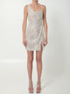 Self Portrait Silver Rhinestone Draped Mini Dress